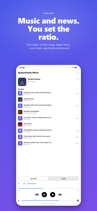 SpokenFeeds – News/Music mix slider